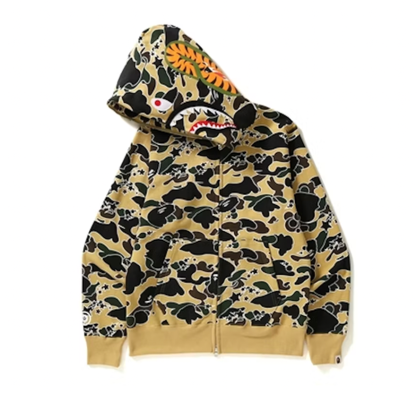 Bape Sta Camo Shark Full Zip Hoodie Yellow