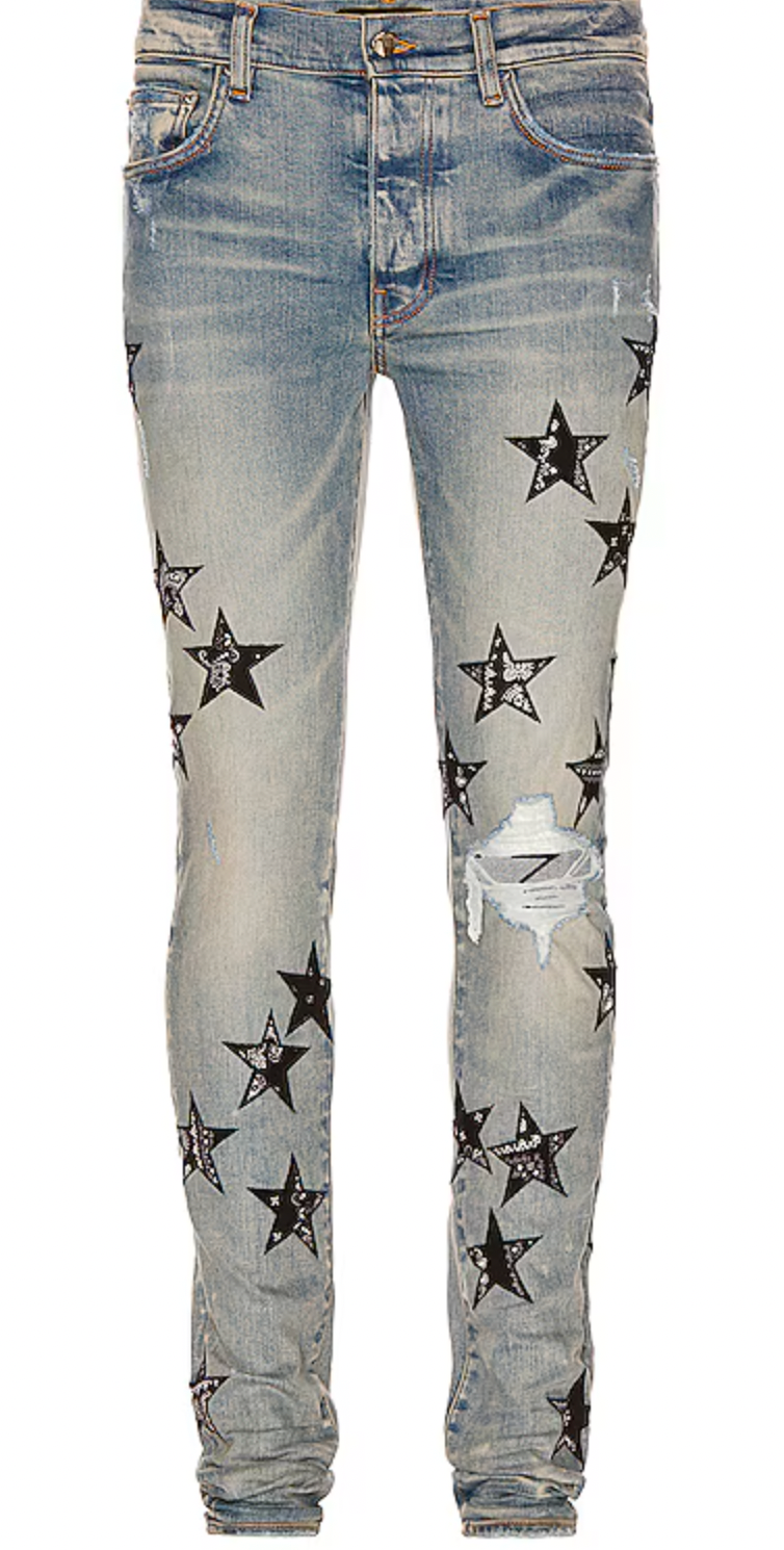 Amiri Bandana Star Patch Jeans Clay Indigo