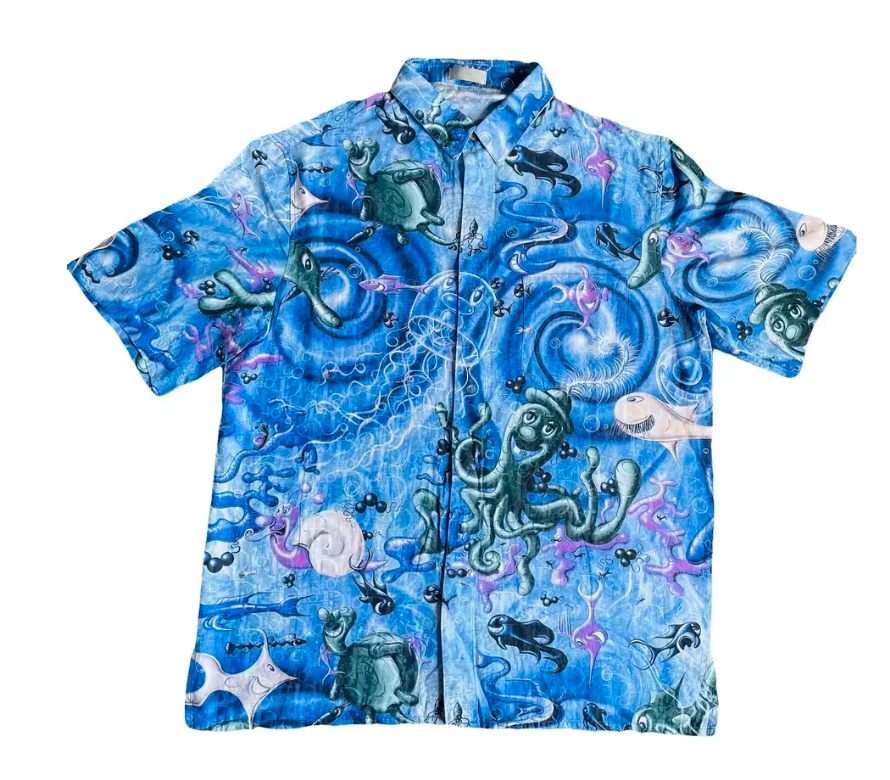 Dior Kenny Scharf Sealife Blue Swirl Silk Shirt