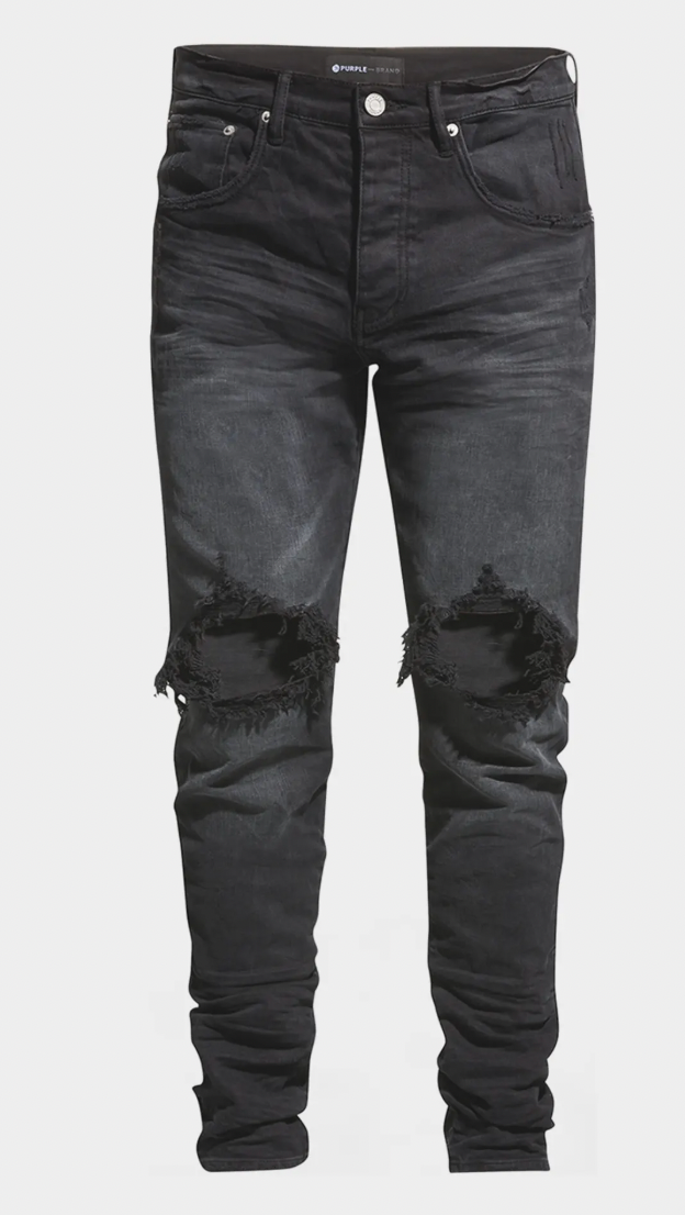 Purple Brand Blowout Black Repair Jeans
