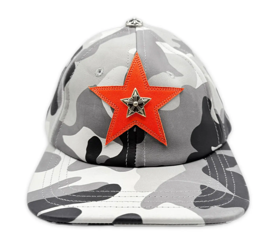Chrome Hearts Snow Camo Leather Star Patch Hat