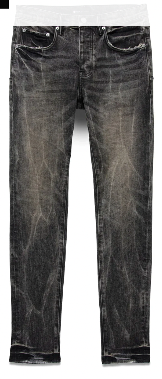 PURPLE BRAND Washed Tie Acid Skinny Jeans Black