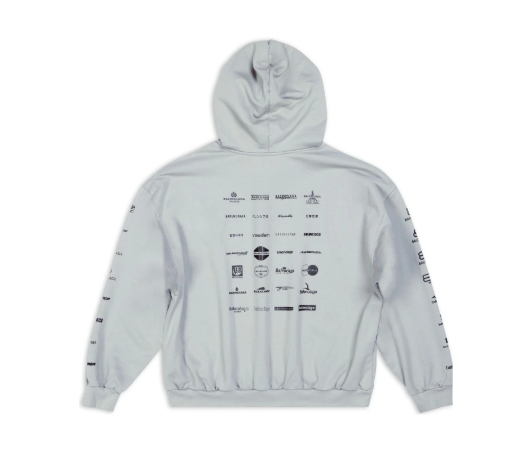 Balenciaga Archives Logos Hoodie Light Grey