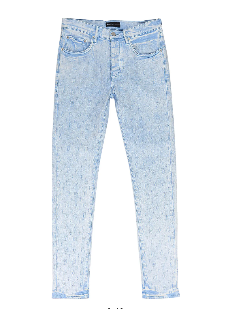 PURPLE BRAND Placid Monogram Jacquard Skinny Jeans Blue