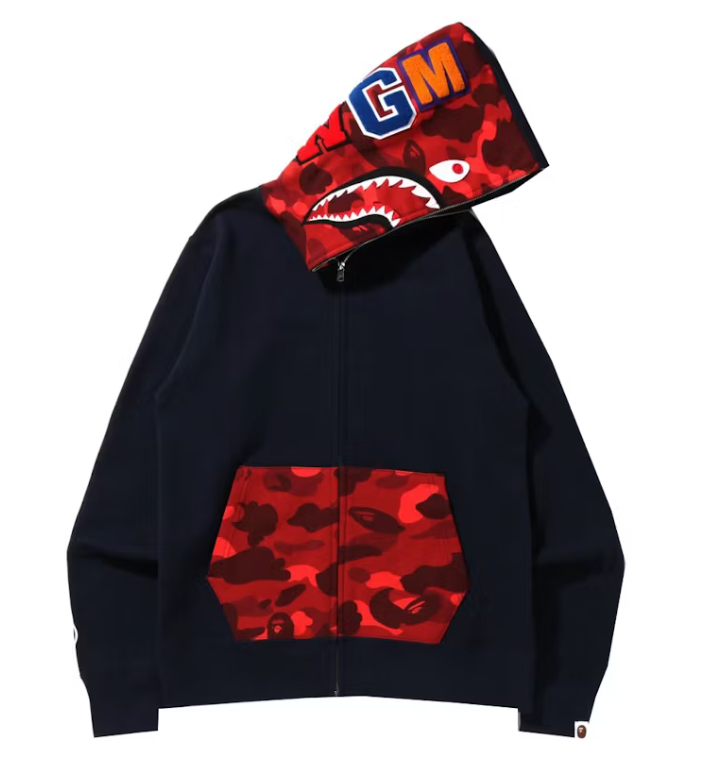 BAPE Color Camo Shark Full Zip Hoodie (SS22) Navy/Red