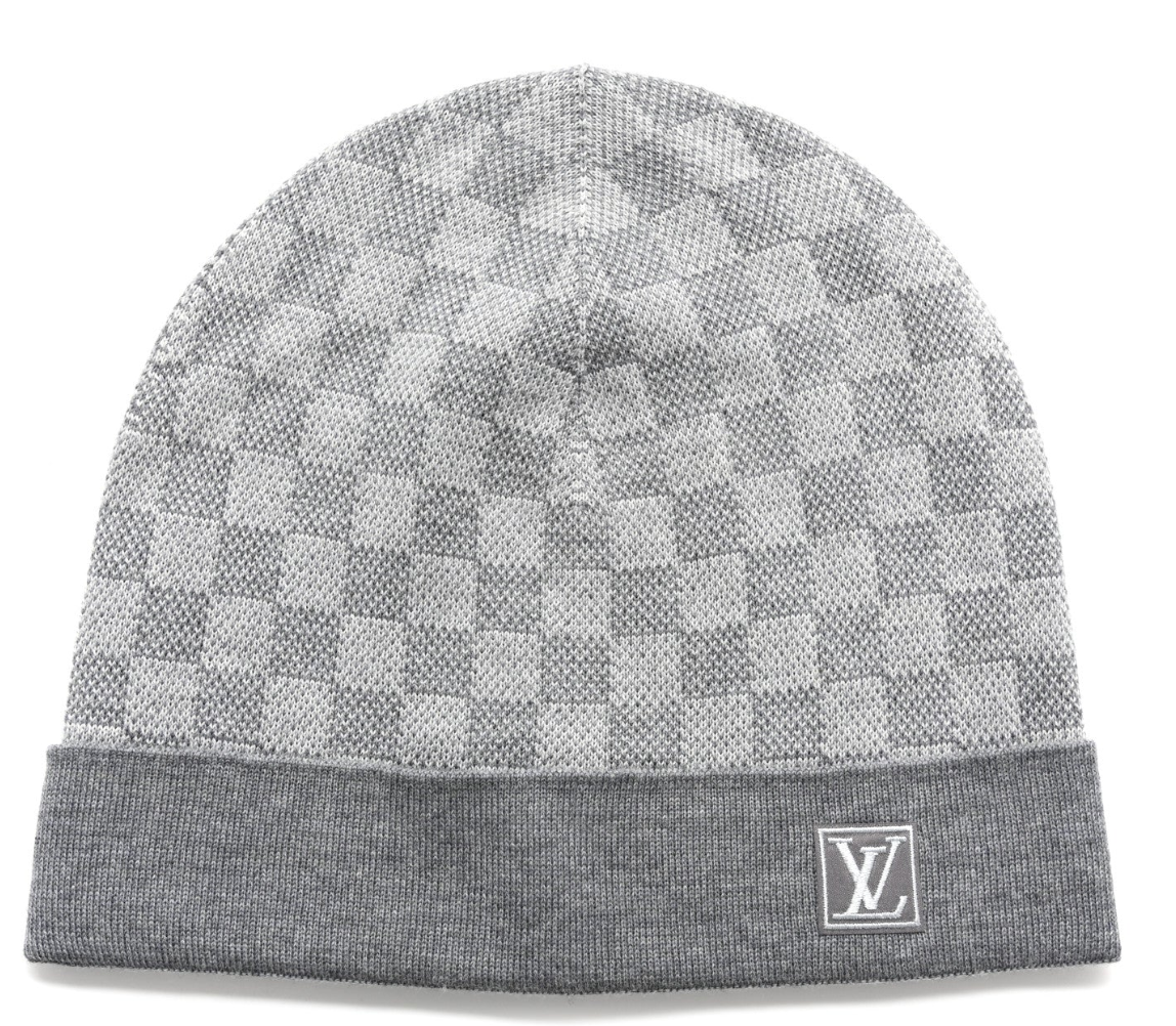 Louis Vuitton Wool Bonnet Petit Damier Beanie Hat Grey