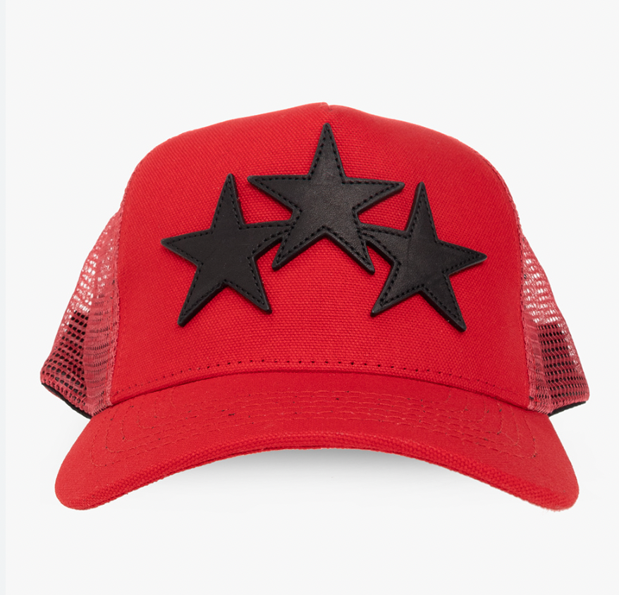 Amiri 3 Star Trucker Hat Red Black