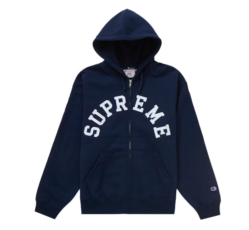 Supreme Champion Zip Up Hooded Sweatshirt Navy