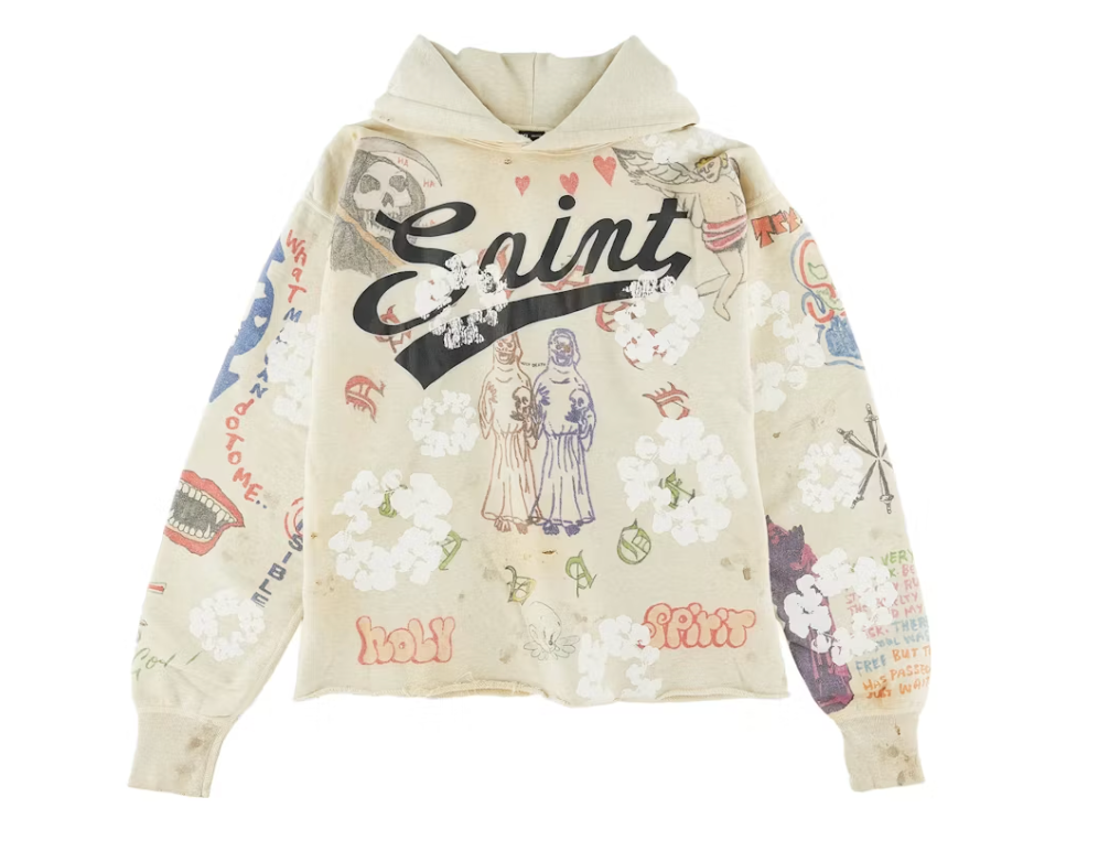 Saint Mxxxxxx x Denim Tears Graffiti Hoodie Grey