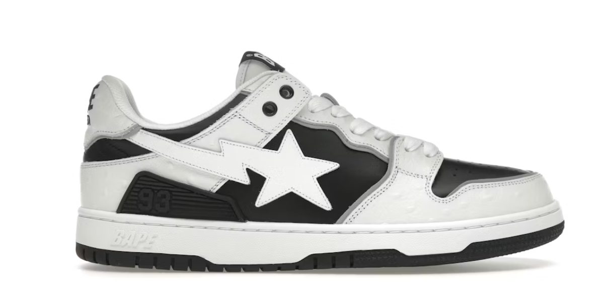 A Bathing Ape Sk8 Sta #1 Ostrich Pack White Black