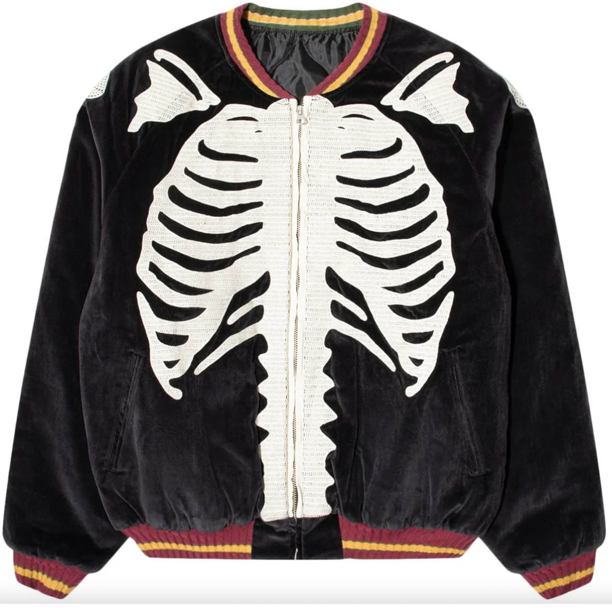 Kapital Velveteen Bone Embroidery Souvenir Jacket Black