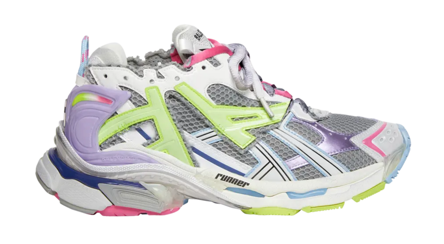 Balenciaga Runner Sneaker Grey Light Purple Neon Yellow