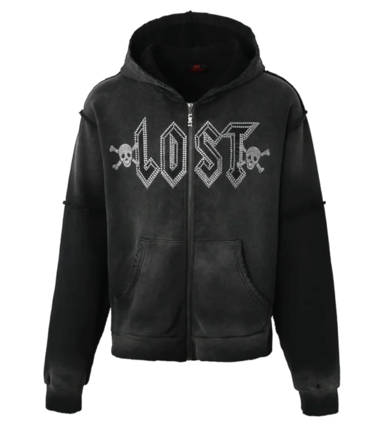 Lost Intricacy Black Grunge Zip Up Hoodie