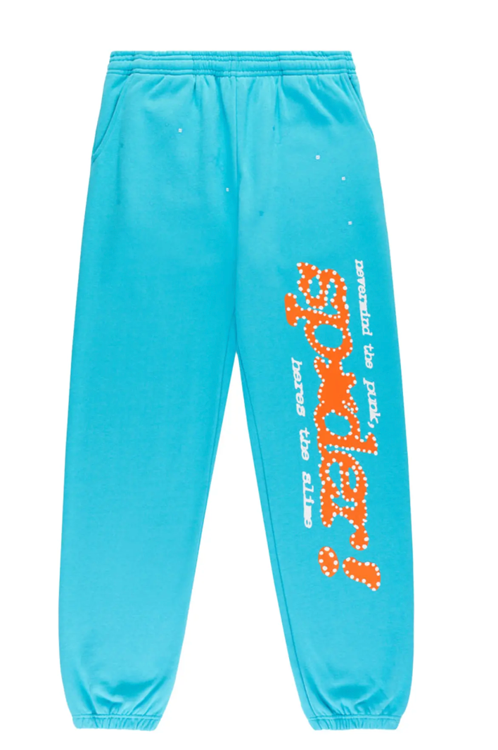 Sp5der Punk V2 Cyan Hoodie & Sweatpants Set