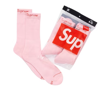 Supreme Hanes Crew Socks (4 Pack) Pink