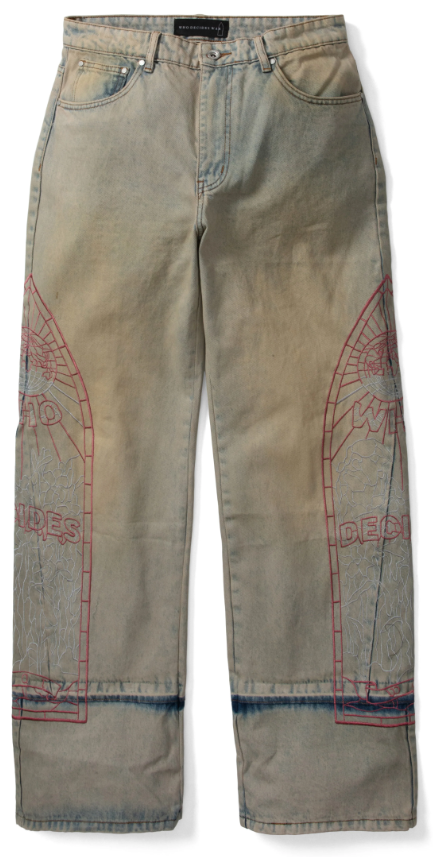 Who Decides War Extended Hem Embroidered Denim