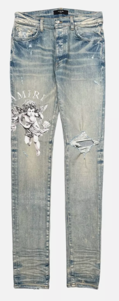 Amiri Cherub Print Jeans Clay Indigo