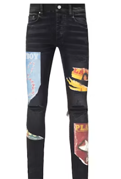 AMIRI Playboy Magazine Skinny Jean Aged Black