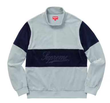 Supreme Velour Half Zip Pullover Light Blue