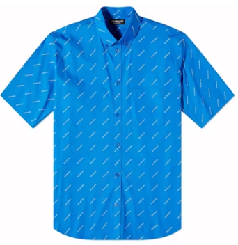 Balenciaga All-Over Logo S/S Shirt Blue