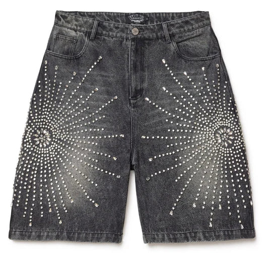 Vale Forever Cluster Rhinestone Denim Jean Shorts
