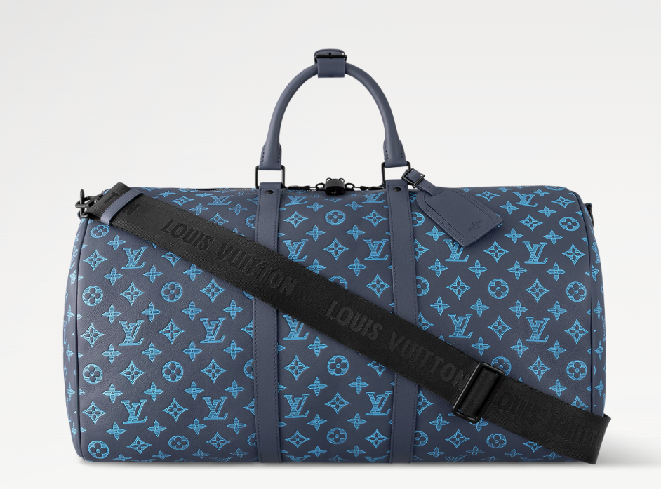Louis Vuitton Keepall Bandouliere 50 Monogram Shadow Navy River Blue
