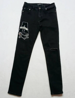 Amiri Varsity Patch Logo Jeans Black