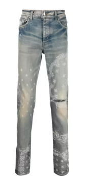 Amiri Bandana Print Skinny Jeans Clay Indigo