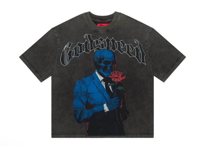 Godspeed Smell the Roses Washed Grey T-Shirt