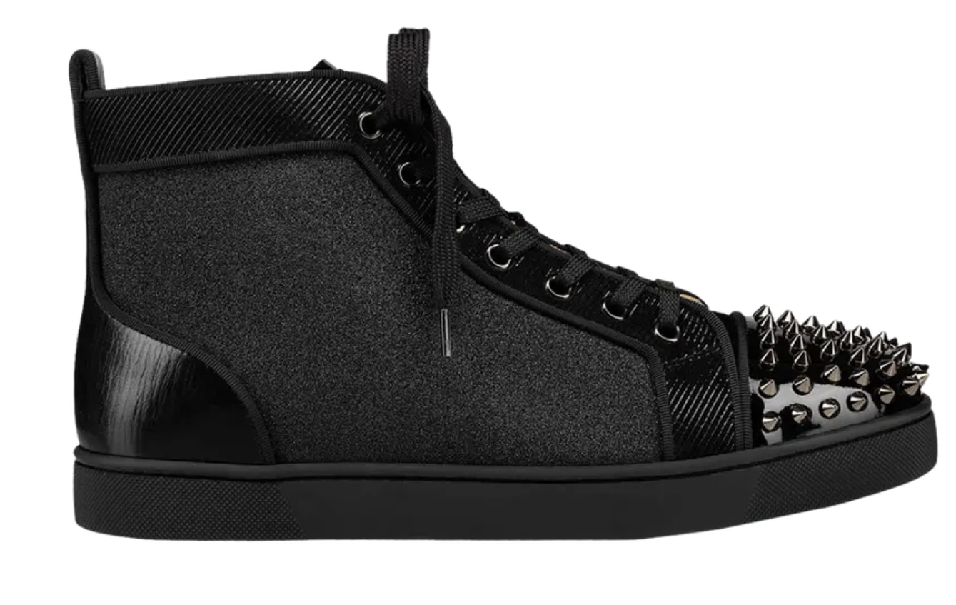 Christian Louboutin Louis Flat Calf Spikes Black Silver