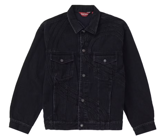 Supreme S Logo Denim Trucker Jacket Washed Black