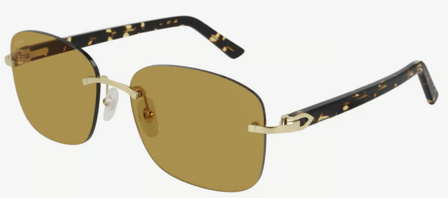 Cartier Gold Havana Yellow Lenses Sunglasses