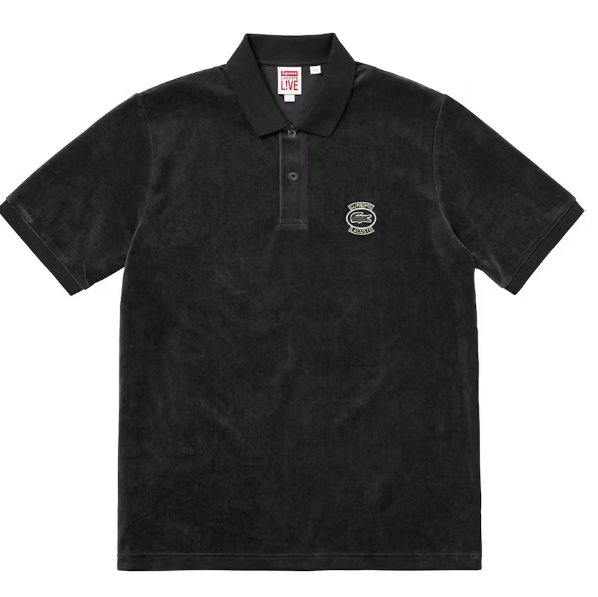 Supreme Lacoste Velour Polo Black