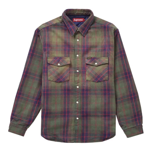 Supreme Quilted Flannel Snap Shirt Green