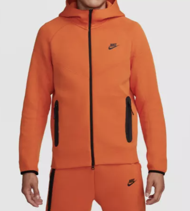 Nike Tech Fleece Full-Zip Hoodie & Pants Set Black Orange