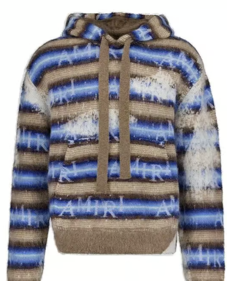 Amiri Staggered Striped Mohair and Wool Blend Hoodie