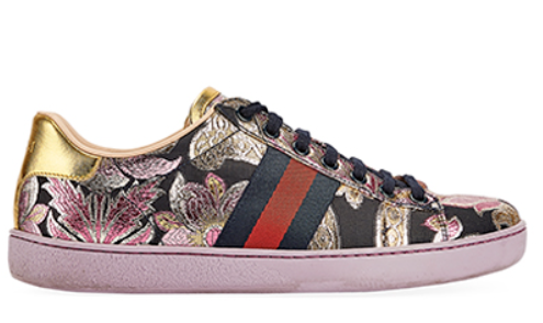 Gucci Ace Purple Floral Brocade