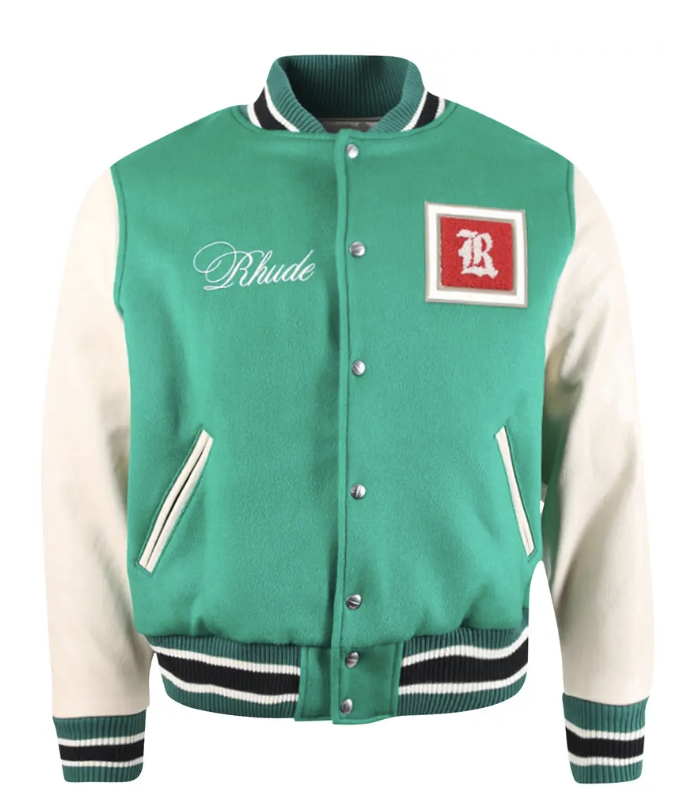 Rhude Tile Varsity Jacket Menthol/Creme