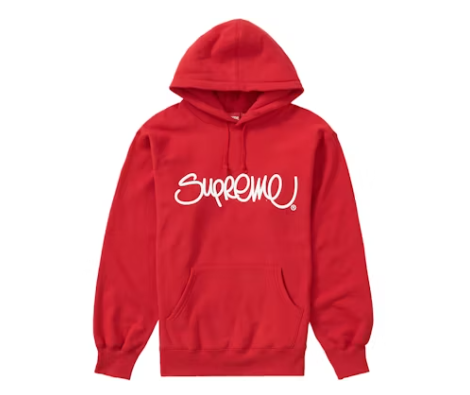 Supreme Raised Handstyle Hooded Sweatshirt Red