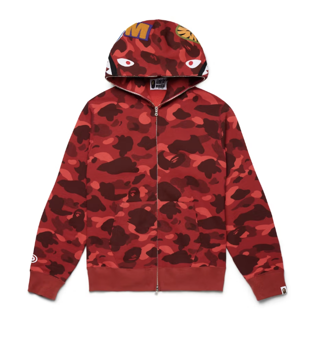 BAPE Color Camo Shark Full Zip Hoodie Red
