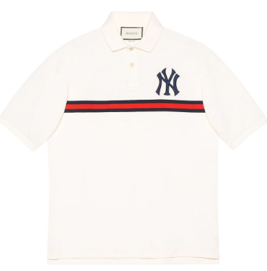Gucci NY Yankees Patch Polo Shirt White