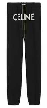 Celine Track Pants In Cotton Fleece Black/White