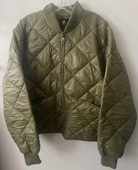 Warren Lotas Quilted Bomber Jacket Olive Green