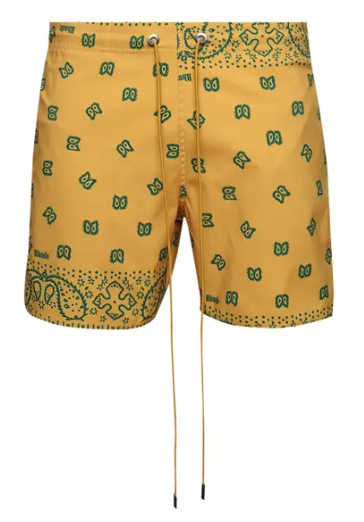 Rhude Bandana Swim Short Yellow Green