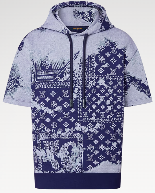 Louis Vuitton Monogram Bandana Short-Sleeved Hoodie Indigo White