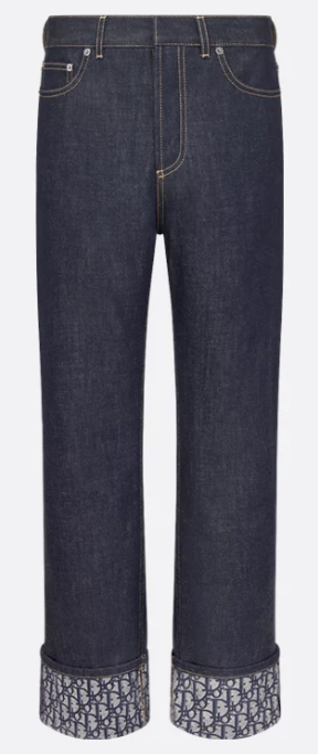 Dior Cotton Denim with Dior Oblique Interior Boyfriend Jeans Blue