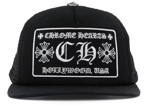 Chrome Hearts CH Hollywood Trucker Hat Black/Black