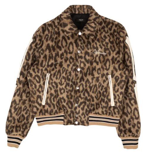 Amiri Leopard Print Bones Varsity Jacket