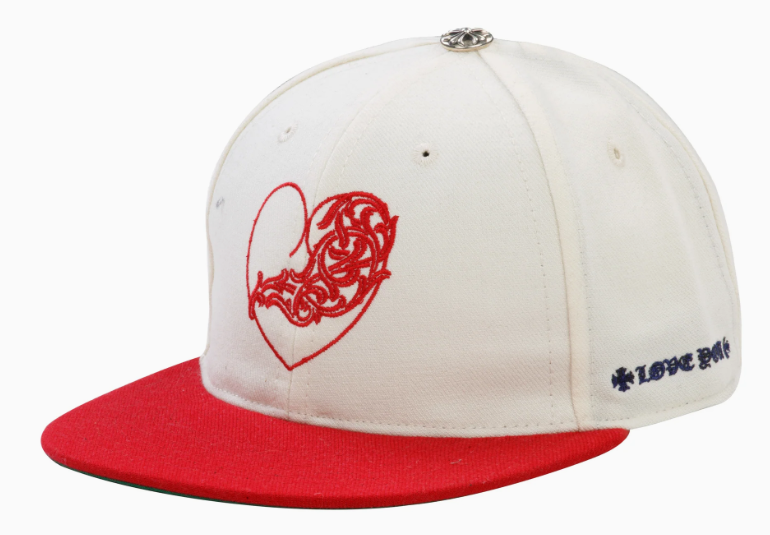 Chrome hearts cream red heart love you fitted hat