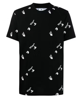 OFF-WHITE All Over Logo Print T-Shirt Black White
